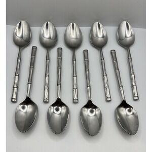 Reed & Barton Rebacraft Regal Bamboo Teaspoons 6-1/4"  Stainless Lot of 9 Japan